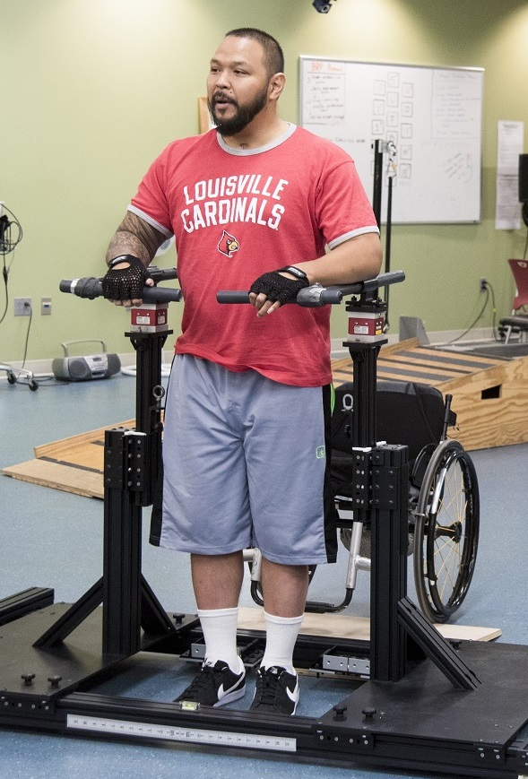 Andrew Meas participates in activity-based training research for spinal cord injury recovery at UofL