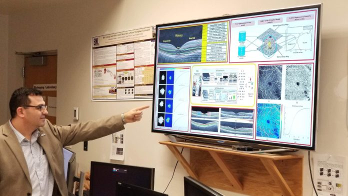 The University of Louisville's Dr. Ayman El-Baz presents some of the research behind a collaborative new technology that aims to objectively diagnose diabetic retinopathy. (Photo courtesy of Dr. Ayman El-Baz)