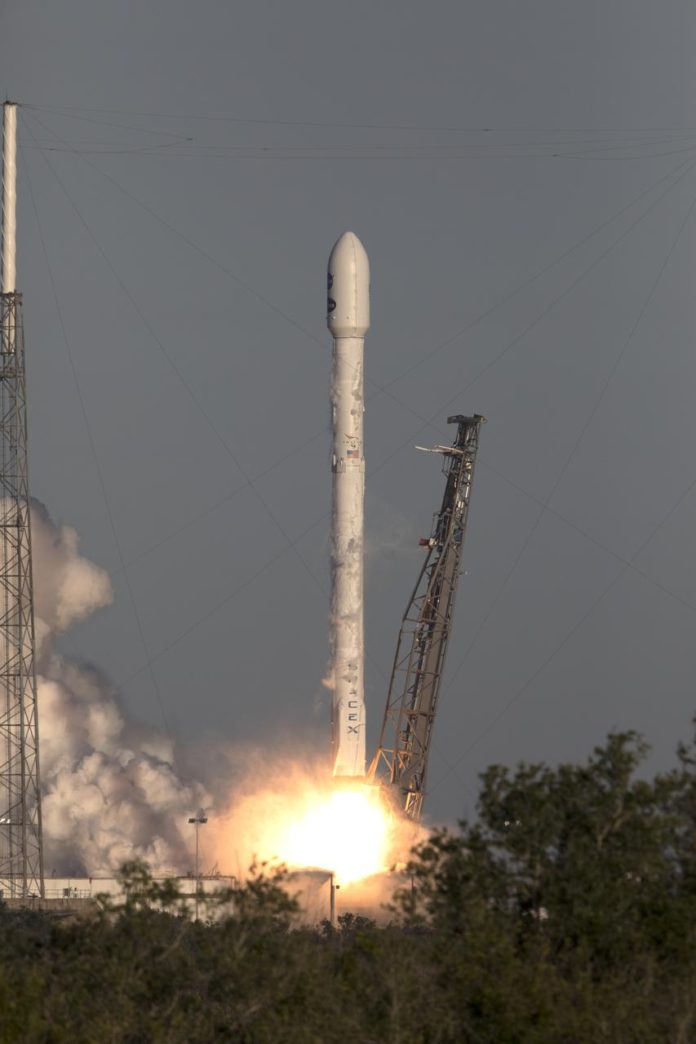 A SpaceX Falcon 9 rocket lifts off from Space Launch Complex 40 at Cape Canaveral Air Force Station in Florida, carrying NASA's Transiting Exoplanet Survey Satellite (TESS).