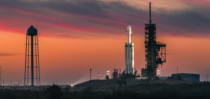 Photo of Falcon Heavy launch provided by SpaceX.