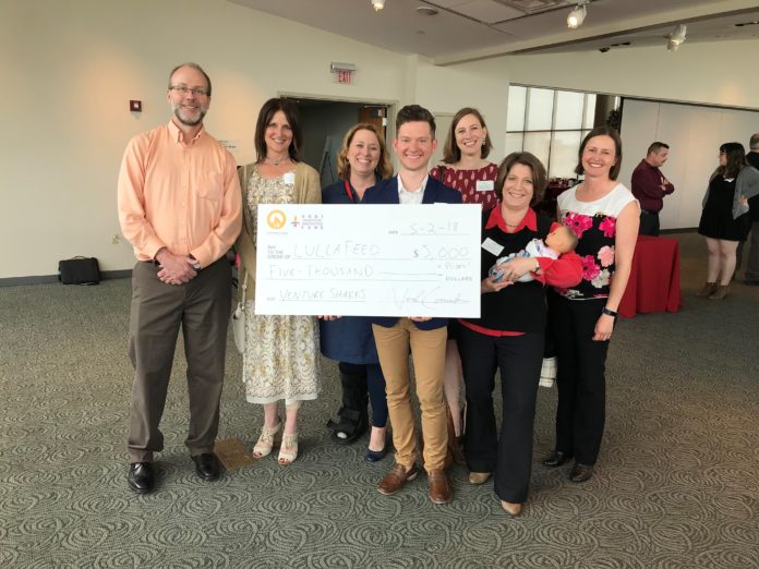 Innovative Therapeutix Inc. co-founder Michael Detmer (center) poses after winning the 2018 Venture Sharks business pitch competition, along with University of Louisville staff from the Office of Technology Transfer, ExCITE and the NSF Innovation Corps site program.