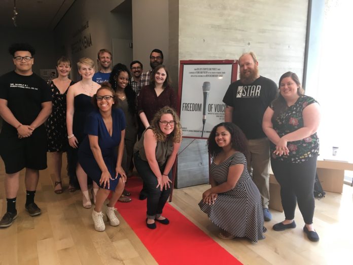 Moore-RedCarpet Marion C. Moore students and educators joined UofL English graduate students and educatorso at a Speed Cinema showcase of their work together.