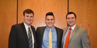 L-R: Robert Gassman, Kyle Hilbrecht and Christian Bush. All three are Fulbright and McConnell Scholars who will teach in Asia this summer.