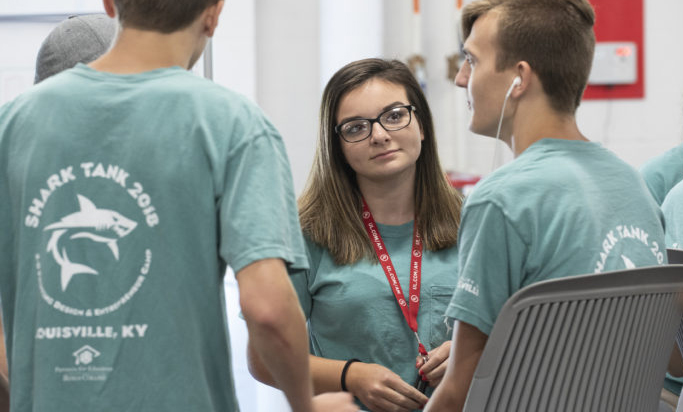 High school students from Kentucky's federal Promise Zone program take a break during their 2018 summer camp at the J.B. Speed School of Engineering on July 13, 2018.
