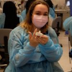 SPHEP participant Amanda Fairbairn , a freshman from Bowling Green State University, with an impression of her finger
