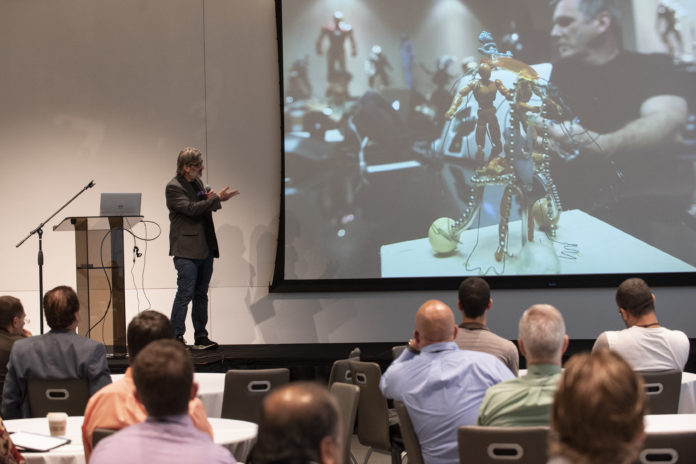 Jason Lopes speaks at the Ky. Nanotechnology + Additive Manufacturing Conference at the University of Louisville.