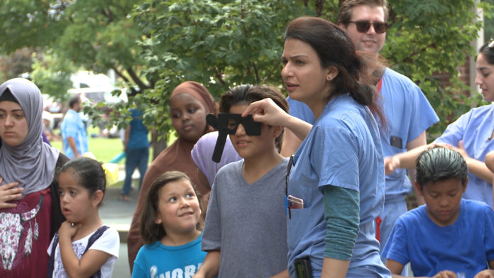 UofL faculty, residents and medical students performed vision screenings at the Home of the Innocents Back-to-School Bash