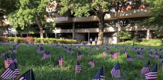 The Sept. 11 memorial on the Quad includes nearly 3,000 American flags.