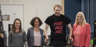 Left to right:  Kelly Thomas, Claudia Angeli, Ph.D., Jeff Marquis and Susan Harkema, Ph.D.