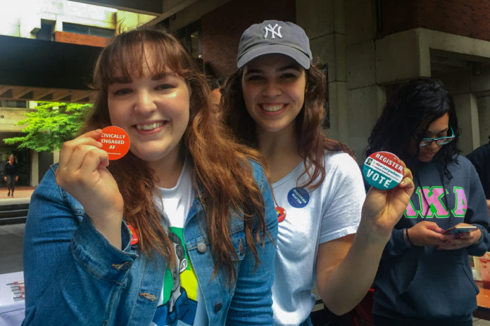 Brittany Greenwell and Clara Wilson are UofL ambassadors for Vote Everywhere, a nationwide, nonpartisan effort by the Andrew Goodman Foundation to encourage citizens to get involved in the democratic process.