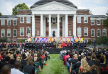 Crowd shot on the lawn of Grawemeyer Hall. The inauguration of Dr. Neeli Bendapudi as the 18th president of the University of Louisville.
