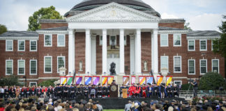 Crowd shot on the lawn of Grawemeyer Hall. The inauguration of Dr. Neeli Bendapudi as the 18th president of the University of Louisville.