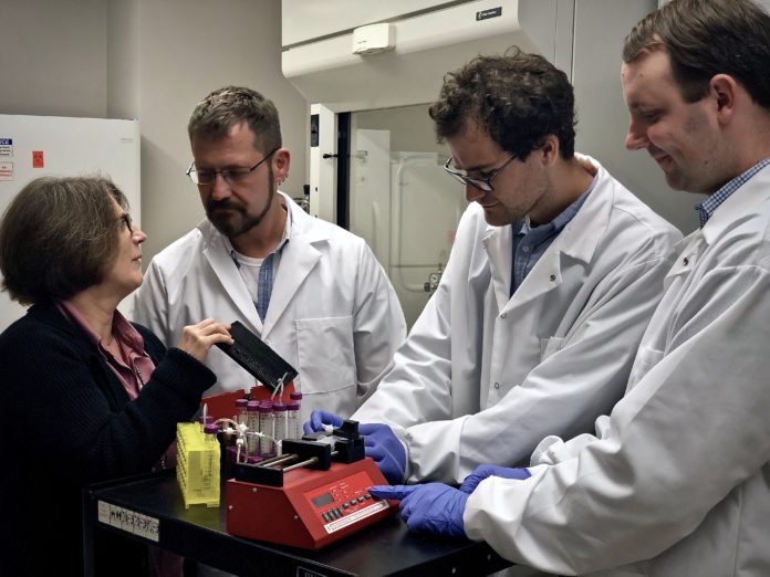 Drs. Paula Bates and Michael Menze, graduate student Brett Janis, and Dr. Jonathan Kopechek are working with Cook Regentec to develop a dried blood technology.