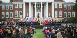 Crowd shot on the lawn of Grawemeyer Hall. The inauguration of Dr. Neeli Bendapudi as the 18th president of the University of Louisville.