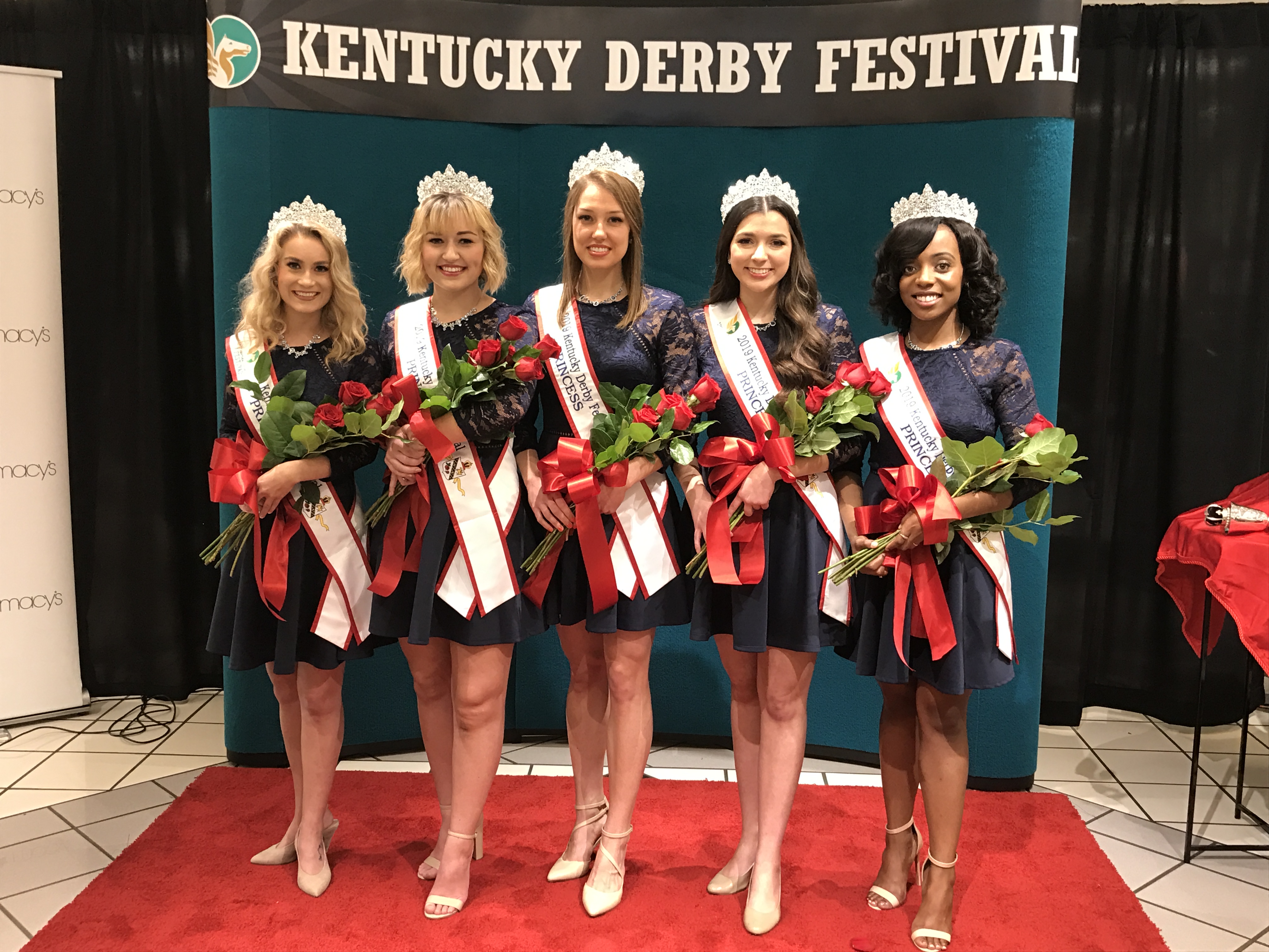 UofL students Brittany (BeeBee) Patillo, far right, and Mary Baker, second from the right, are two of the five women selected to serve as princesses in the 2019 Kentucky Derby Festival Royal Court. 