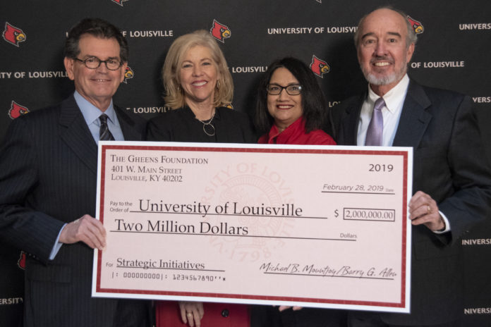 A $2 million gift from the Gheens Foundation Inc., announced Thursday during a news conference, marks the philanthropic organization's second largest gift to the university.