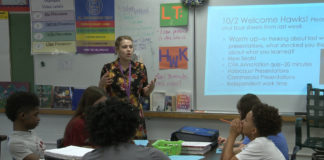 UofL has a classroom inside Westport Middle School, where education majors receive instruction from a UofL professor then taking what they’ve learned down the hall to a real middle school classroom.