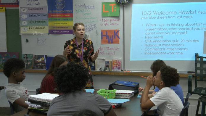 UofL has a classroom inside Westport Middle School, where education majors receive instruction from a UofL professor then taking what they’ve learned down the hall to a real middle school classroom.