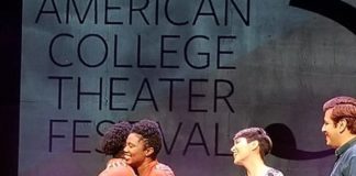 Theatre Arts students LaShondra Hood and Kala Ross accepting the distinguished National Irene Ryan Acting Award in Washington, DC