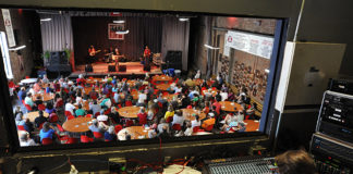 A view from the projection booth in 2011 inside the Red Barn during the WFPK Live Lunch series.