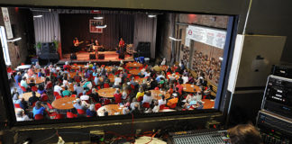 A view from the projection booth in 2011 inside the Red Barn during the WFPK Live Lunch series.