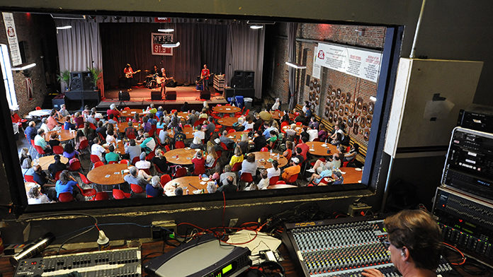 A view from the projection booth in 2011 inside the Red Barn during the WFPK Live Lunch series.