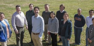 University of Louisville researchers working on the contract for the FDA. Left to right: Stephanie McCoy, B.S., Jonathan Warawa, Ph.D., Jennifer Wolf, M.S., Matthew Lawrenz, Ph.D., Jon Gabbard, Ph.D., Xiaoxian Duan, Ph.D., William Severson, Ph.D., Jennifer Kraenzle, B.S., Alexis Miller, B.S., Haixun Guo, Ph.D., and Jihye Kim, M.S.