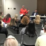 Co-chairs of the “work” workgroup led discussions and asked for feedback following a Belknap Campus forum on the strategic planning process.