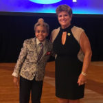 Meg Peavy poses with one of her Rising Star students at the WLKY Bell Awards in 2018.