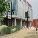 A rendering from March 2019 of the Belknap Academic Building Pedestrian Plaza, located on the southwest side of campus.