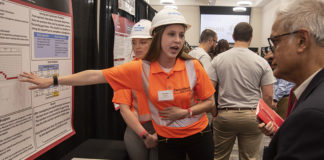 At the first J.B. Speed School of Engineering Engineering and Design Innovation showcase, nearly 90 teams totaling more than 350 students showed off their posters and prototypes.