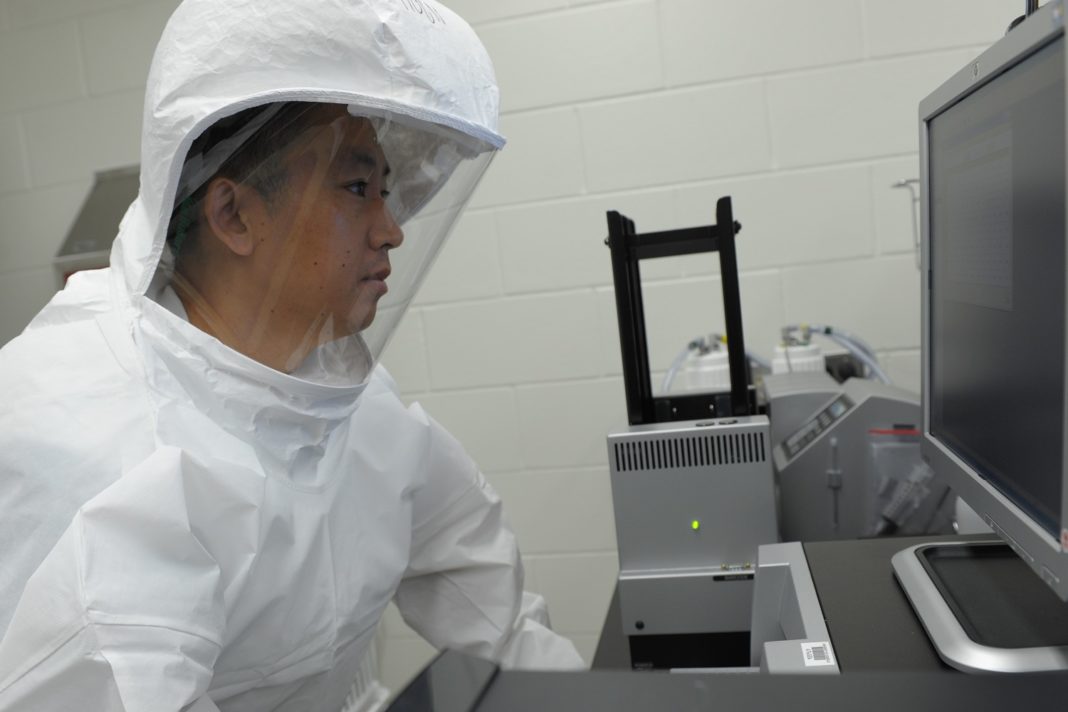 Donghoon Chung, Ph.D., in the Regional Biocontainment Lab at the University of Louisville