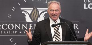 U.S. Senator Tim Kaine speaks at UofL