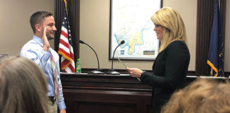 UofL graduate Luke Thomas during his swearing-in ceremony as Perry County official in November 2018.