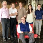 Nobel laureate Dr. Fire (back row, second from left) talked genetics at UofL as part of the Bloch Lecture Series.