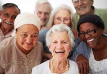 Older adults smiling together.