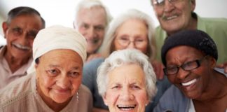 Older adults smiling together.