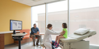 A patient is examined at the Novak Center for Children’s Health, which houses UofL Pediatrics – Downtown.