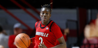 Yacine Diop, a women's basketball player, during a game.