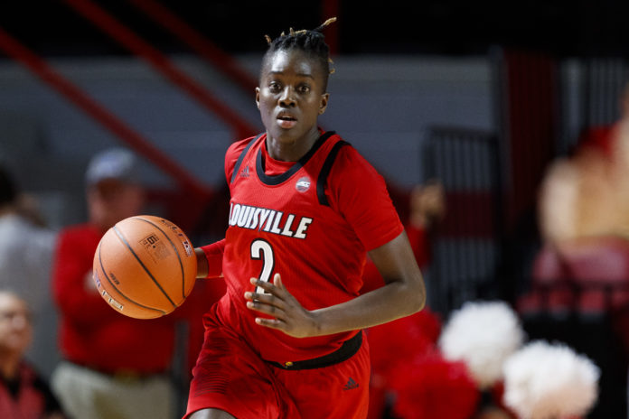 Yacine Diop, a women's basketball player, during a game.