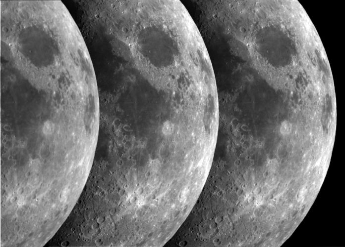 Moon trio Triptych of the moon, courtesy of NASA