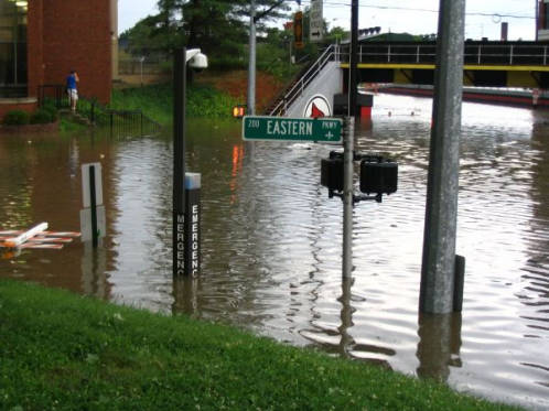 Eastern Parkway under water during the Aug. 4, 2009 flood.