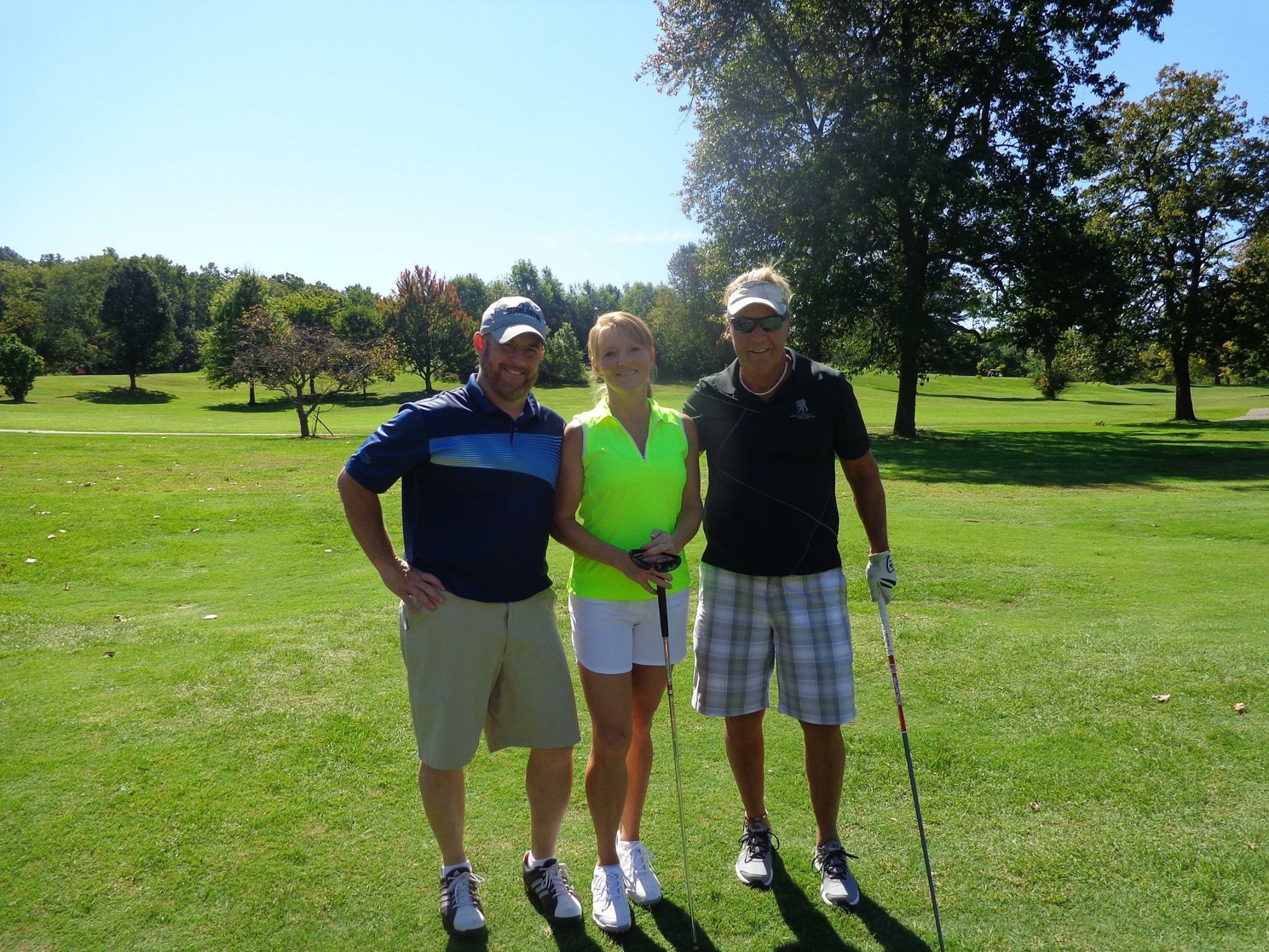 Ted Gobbel, Sally Smith and Lou Baylor at the 2018 Hammertime Golf Scramble