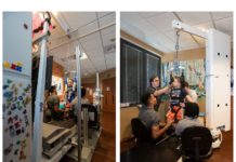 The old treadmill system, left. The new, specially designed treadmill system, right.