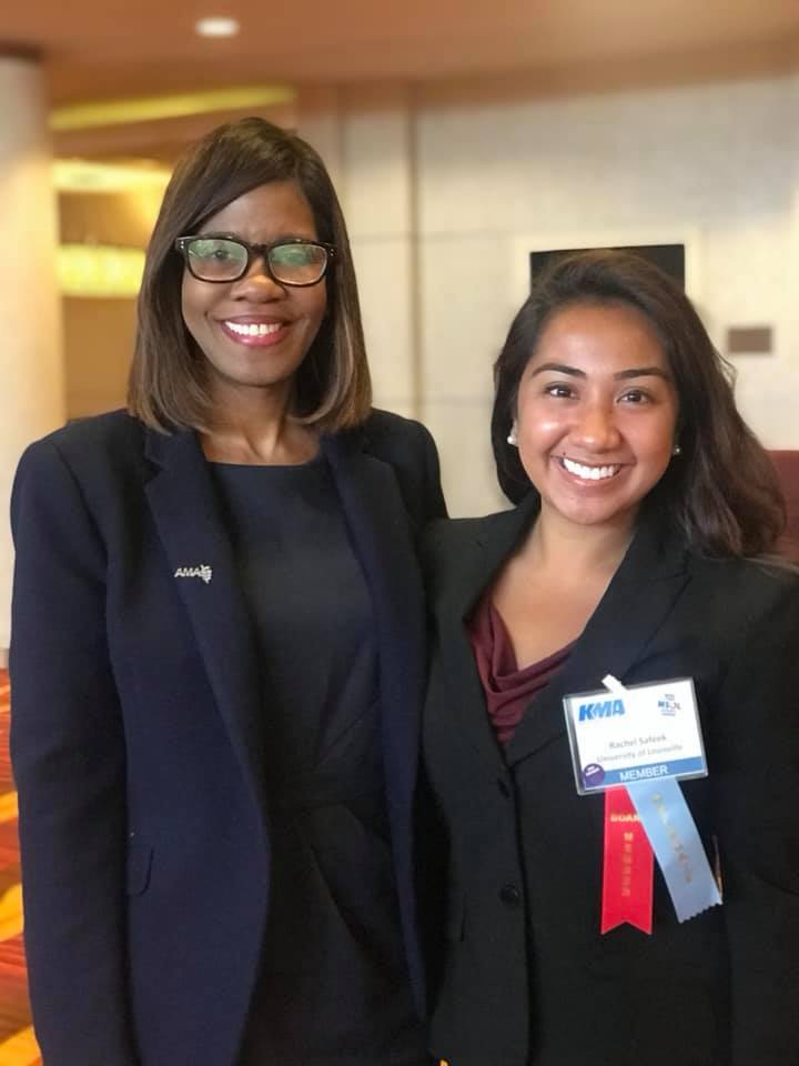 Rachel Safeek, right, with Patrice Harris, M.D., M.A., president of the American Medical Association