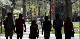 Students walking on campus