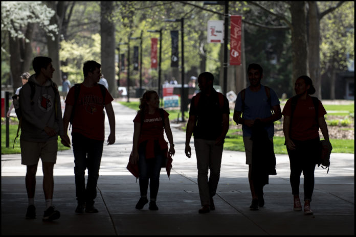 Students walking on campus