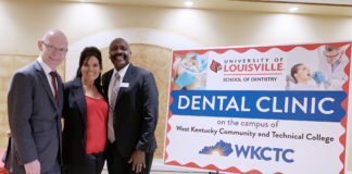 School of Dentistry Dean Dr. T. Gerard Bradley, WKCTC Allied Health and Personal Services Dean Carrie Hopper and WKCTC President Anton Reece