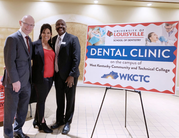 School of Dentistry Dean Dr. T. Gerard Bradley, WKCTC Allied Health and Personal Services Dean Carrie Hopper and WKCTC President Anton Reece