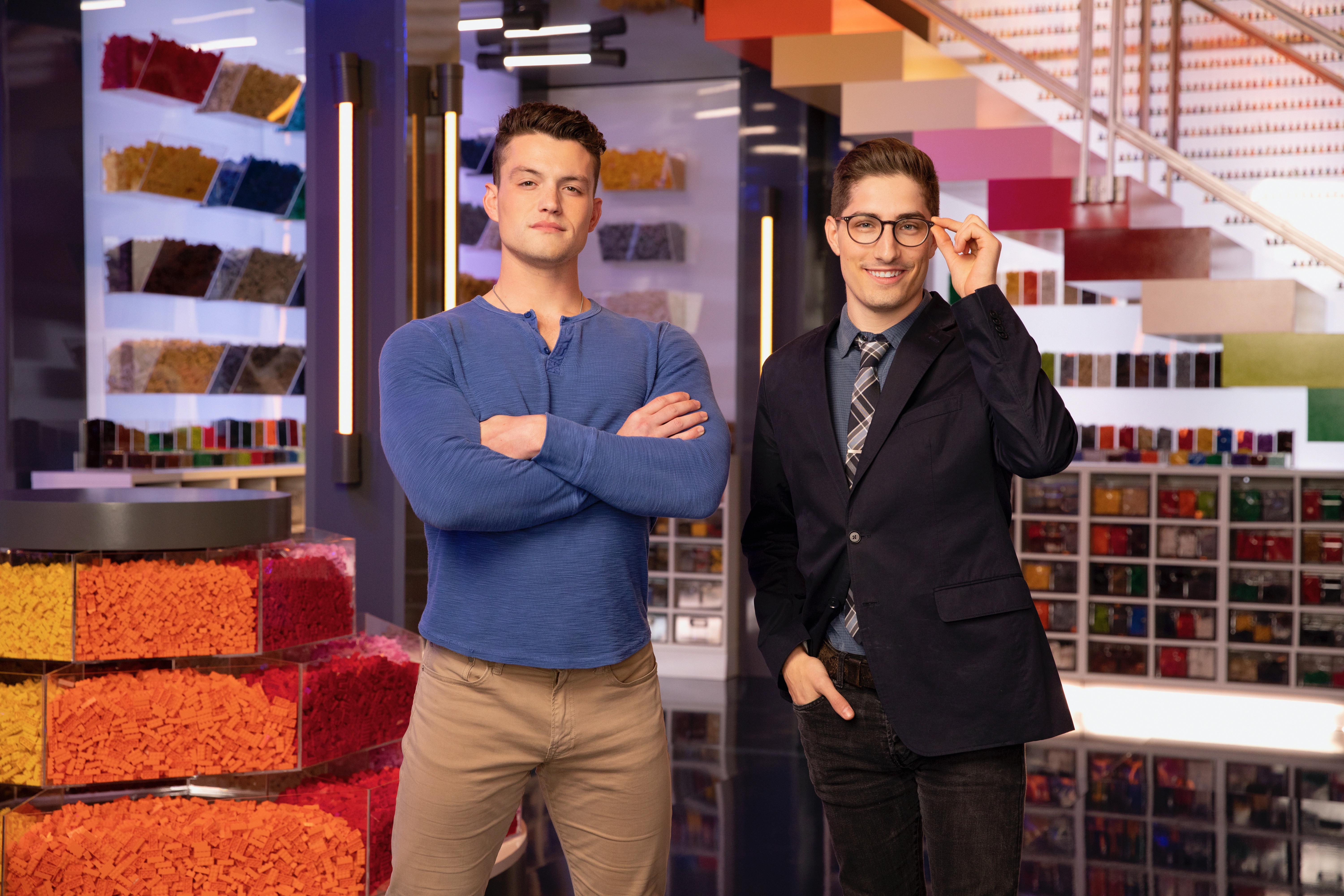 UofL student Christian Cowgill, left, is a competitor on FOX's Lego Masters.